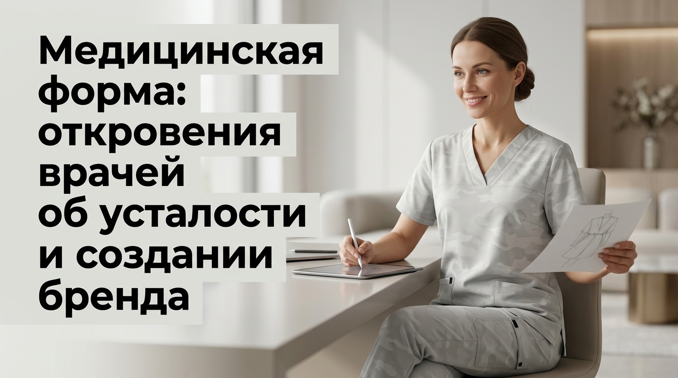 Врачи в современной удобной медицинской форме: иллюстрация к статье о профессиональной усталости и разработке бренда медицинской одежды