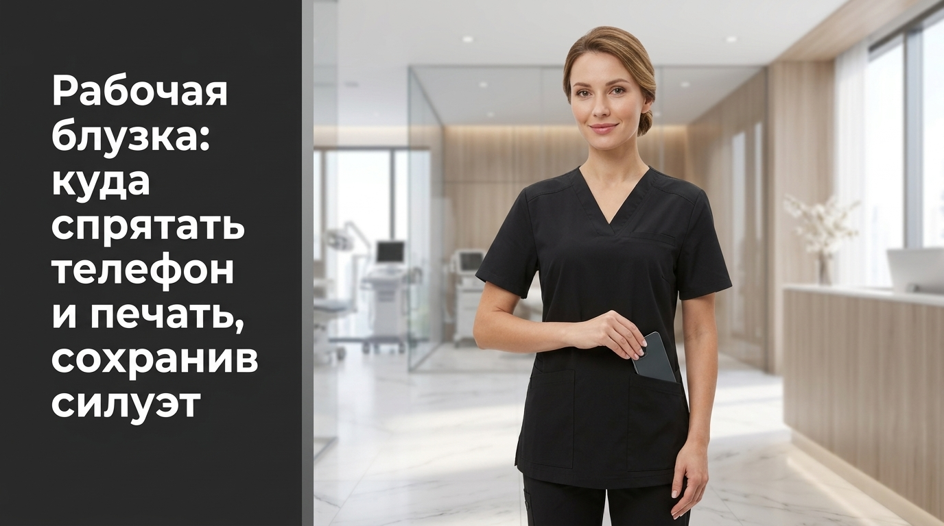 Женская рабочая блузка с потайными карманами для смартфона и печати, сохраняющая идеальный силуэт