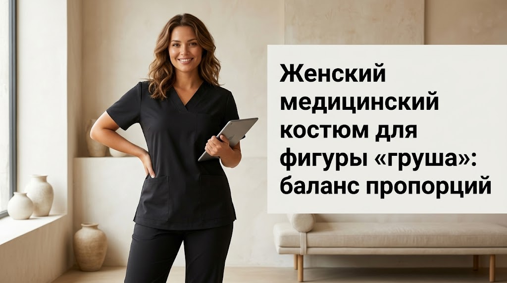 Женский медицинский костюм, подходящий для фигуры груша, демонстрирующий баланс пропорций