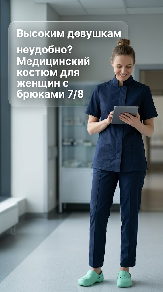 Женский медицинский костюм с брюками 7/8 для высоких девушек