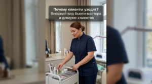 Бьюти-мастер в профессиональном образе, показывающий важность внешнего вида для доверия клиентов