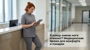 Медицинские брюки для комфорта и удобной посадки, помогающие снизить дискомфорт к концу смены при отёках ног