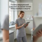 Медицинский костюм с защитой от запаха пота благодаря ионам серебра