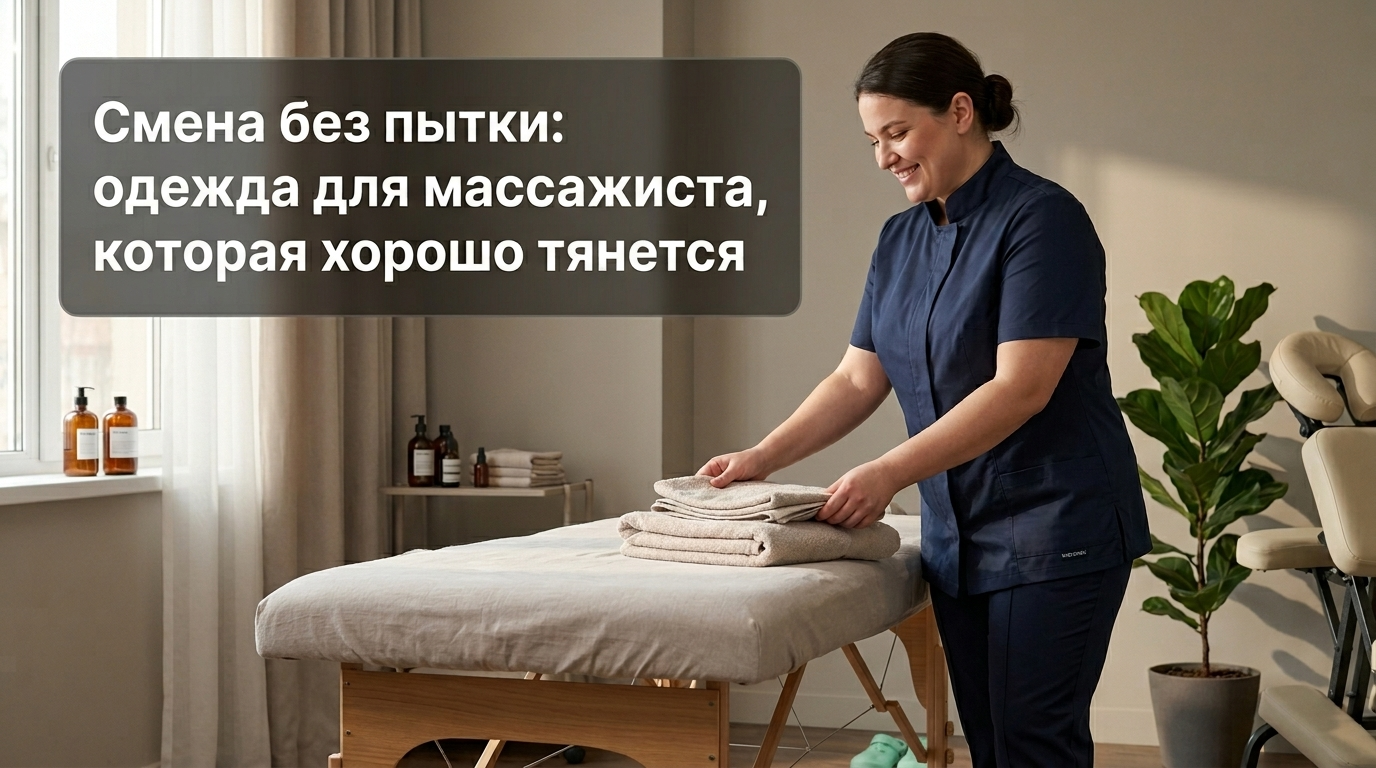 Массажист в удобной эластичной одежде для свободного движения во время работы
