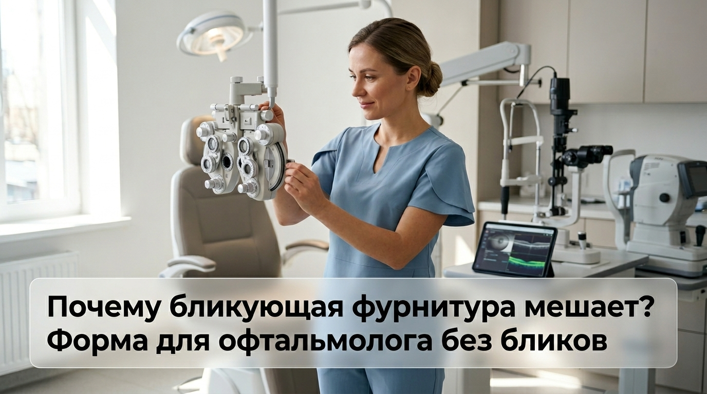 Форма для офтальмолога без бликов с матовой фурнитурой для комфортной работы