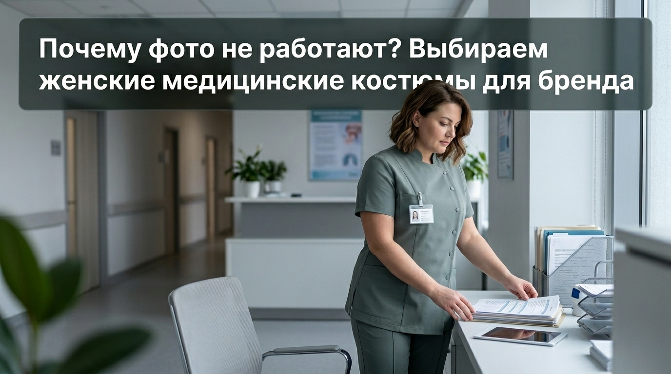 Женщина в медицинском костюме для бренда на нейтральном фоне