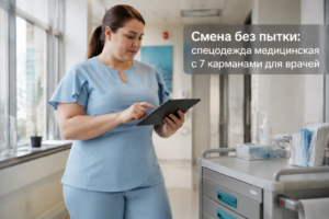 Медицинская спецодежда для врачей с семью карманами для удобной работы во время смены